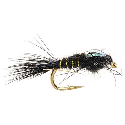 Turrall Gold Ribbed Hares Ear Flashback Black Standard Nymph Trout Fly