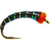 Turrall Hot Head Orange Black & Pearl Rib Buzzer Trout Fly