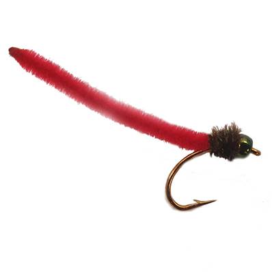 Turrall Red Worm Rainbow Beadhead Trout Fly