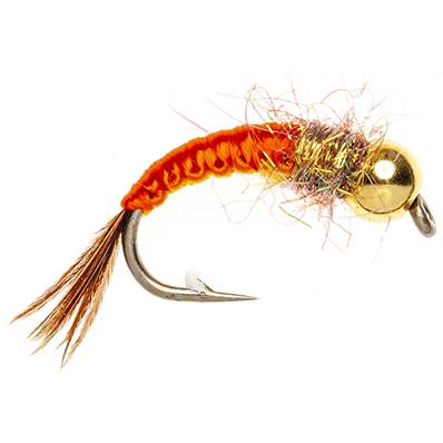 Turrall Woven Czech Nymph Orange Beadhead Trout Fly