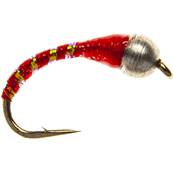Turrall Silver Bead Epoxy Red & Pearl Rib Buzzer Trout Fly