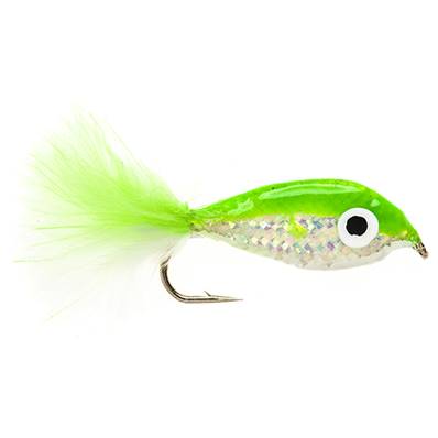 Turrall Epoxy Minnow White & Lime Tail Little Gem Saltwater Fly