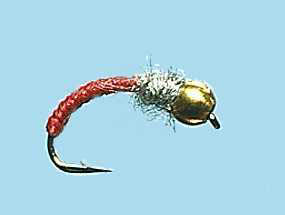 Turrall Bead / Gold Head Caddis Worm Red - Bh07